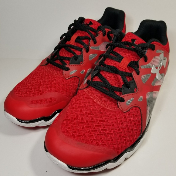 Under Armour Men's Micro G Monza Running Training Shoes Red White 1249942 Size 8 - Picture 1 of 7